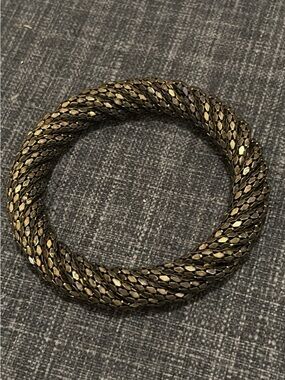 Rare Bronze Vintage Whiting & Davis Style Metal Mesh Bangle Bracelet